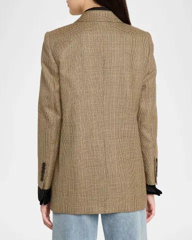 Nili Lotan Diane Check Wool Single-Breasted Blazer Jacket | Thumbnail 3
