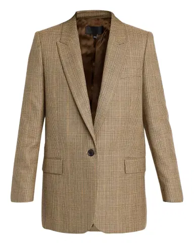 Nili Lotan Diane Check Wool Single-Breasted Blazer Jacket | Thumbnail 1