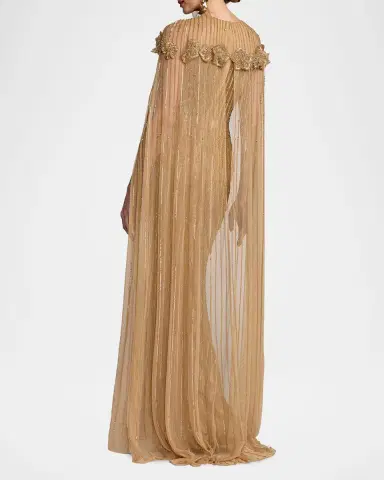 Mac Duggal Beaded Illusion Cape Gown | Thumbnail 3