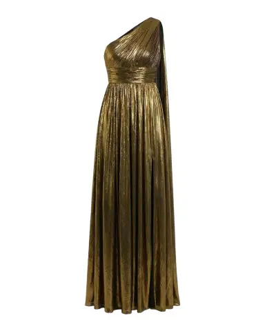 Mac Duggal Draped One-Shoulder Metallic Lame Gown | Thumbnail 1 Mac Duggal Draped One-Shoulder Metallic Lame Gown | Thumbnail 1
