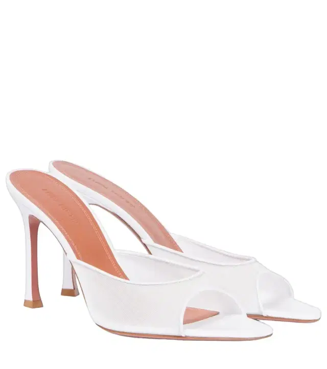 Amina Muaddi Bridal Alexa 95 mesh mules