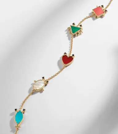 Yvonne Leon Yvonne Léon Petits Personnages 9kt gold bracelet with gemstones | Thumbnail 4