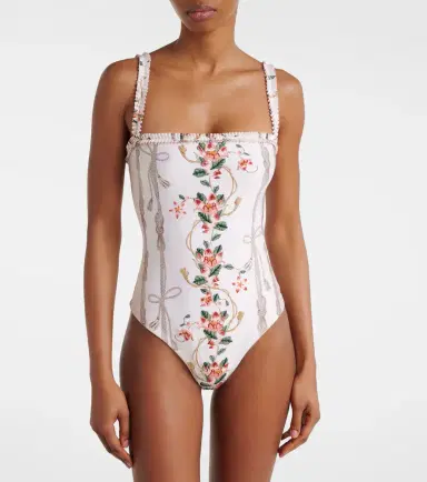 Agua by Agua Bendita Limon ruffled embroidered swimsuit | Thumbnail 2