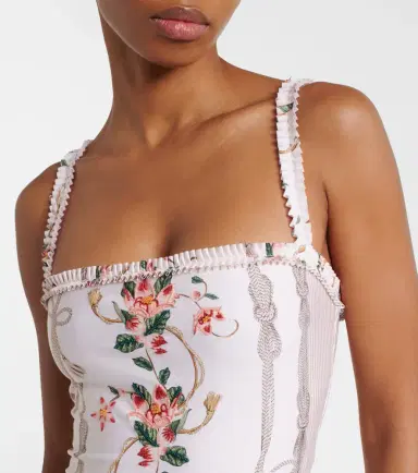 Agua by Agua Bendita Limon ruffled embroidered swimsuit | Thumbnail 3