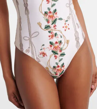 Agua by Agua Bendita Limon ruffled embroidered swimsuit | Thumbnail 4