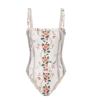 Agua by Agua Bendita Limon ruffled embroidered swimsuit | Thumbnail 1