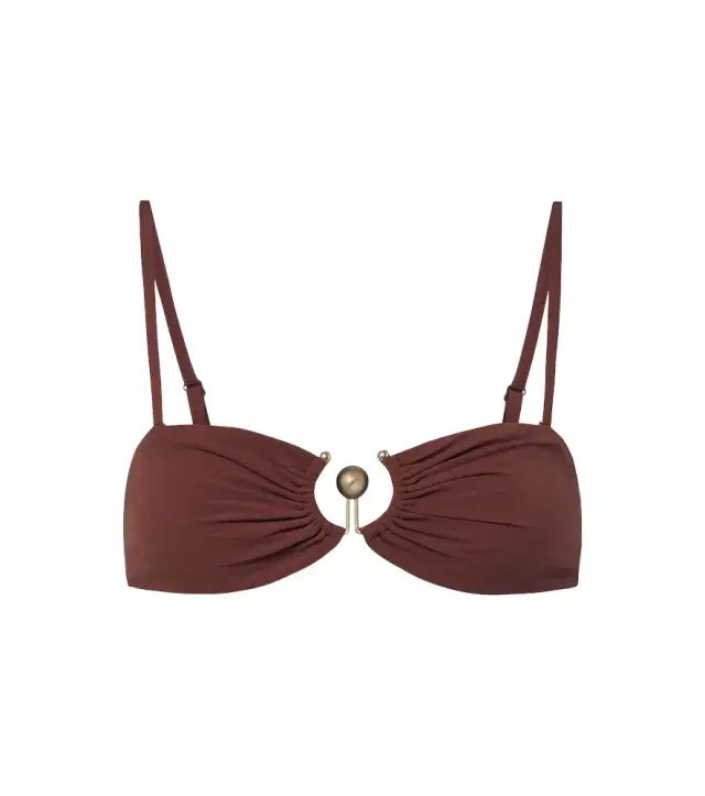 Embellished ruched bikini top