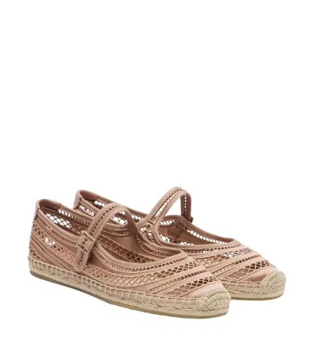 Tory Burch Open Weave Mary Jane satin espadrilles