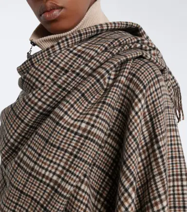 Brunello Cucinelli Checked cashmere poncho | Thumbnail 2 Brunello Cucinelli Checked cashmere poncho | Thumbnail 2