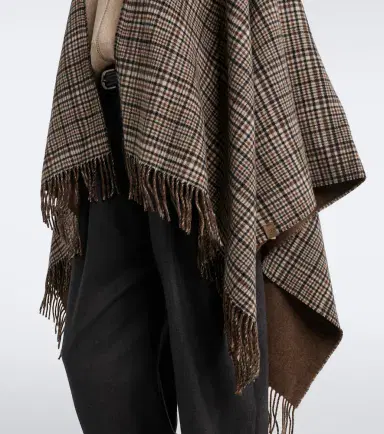 Brunello Cucinelli Checked cashmere poncho | Thumbnail 4 Brunello Cucinelli Checked cashmere poncho | Thumbnail 4