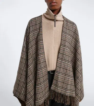 Brunello Cucinelli Checked cashmere poncho | Thumbnail 5 Brunello Cucinelli Checked cashmere poncho | Thumbnail 5