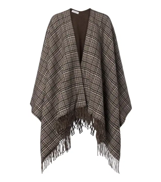 Checked cashmere poncho