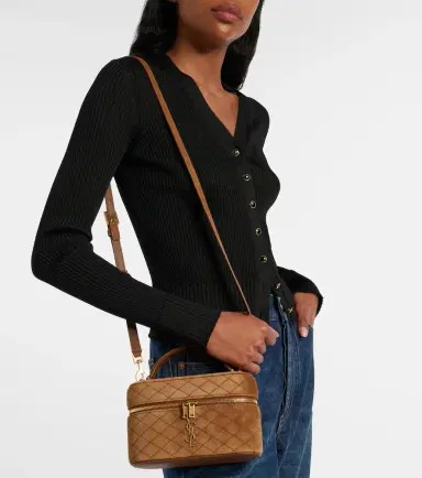 Saint Laurent Gaby Mini quilted suede vanity bag | Thumbnail 7
