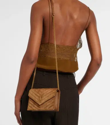 Saint Laurent Cassandre Mini suede wallet on chain | Thumbnail 4 Saint Laurent Cassandre Mini suede wallet on chain | Thumbnail 4