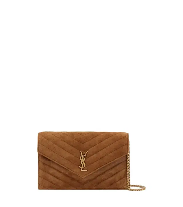 Saint Laurent Cassandre Mini suede wallet on chain