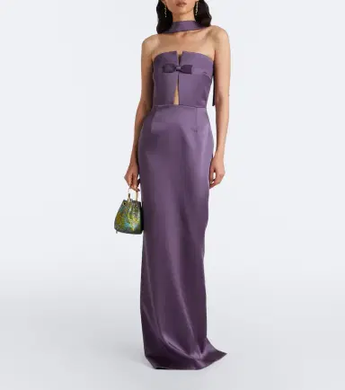 The New Arrivals Ilkyaz Ozel Noa scarf-detail satin gown | Thumbnail 2