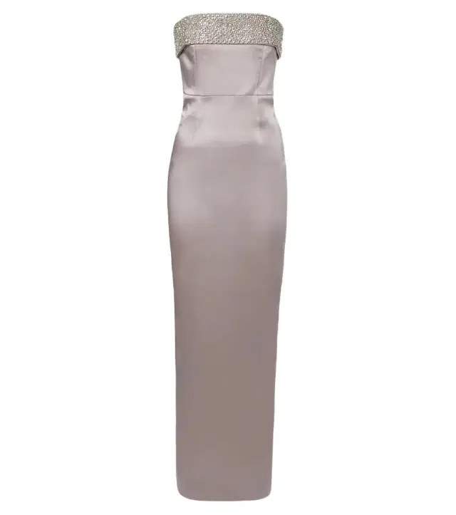 Rhea embellished strapless satin gown