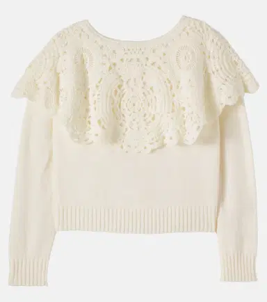 Petite Amalie Crochet-trimmed cotton-blend cardigan | Thumbnail 3 Petite Amalie Crochet-trimmed cotton-blend cardigan | Thumbnail 3