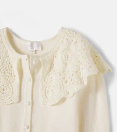 Petite Amalie Crochet-trimmed cotton-blend cardigan | Thumbnail 4 Petite Amalie Crochet-trimmed cotton-blend cardigan | Thumbnail 4
