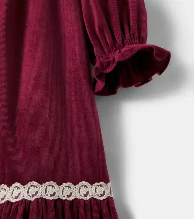 Petite Amalie Lace-trimmed ruffled velvet dress | Thumbnail 2