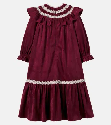 Petite Amalie Lace-trimmed ruffled velvet dress | Thumbnail 3