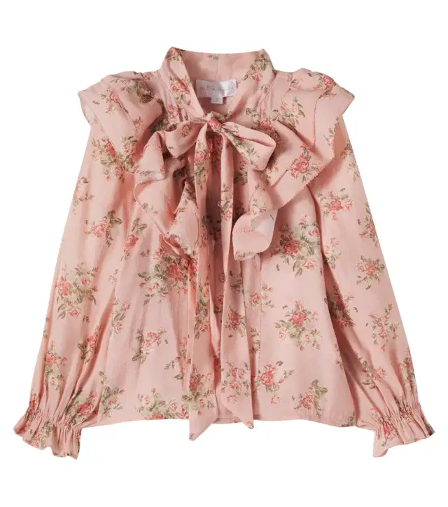 Petite Amalie Floral tie-neck blouse