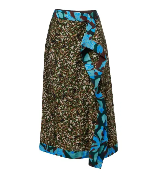 Dries Van Noten Printed ruffled midi skirt