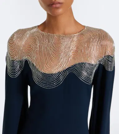 Oscar de la Renta Embellished silk-blend georgette gown | Thumbnail 3