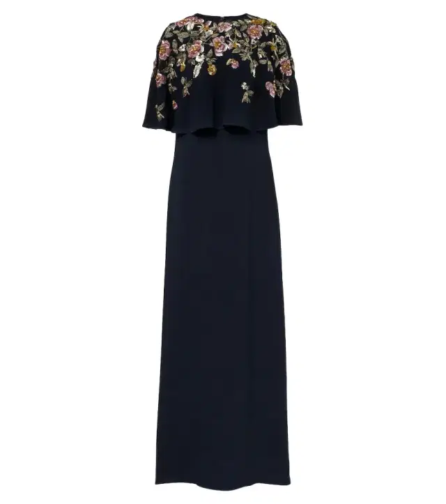 Embellished silk-blend georgette gown