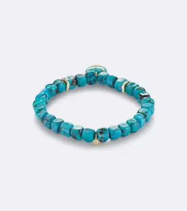 Sydney Evan 14kt gold beaded bracelet with tuquoise and diamonds | Thumbnail 2 Sydney Evan 14kt gold beaded bracelet with tuquoise and diamonds | Thumbnail 2