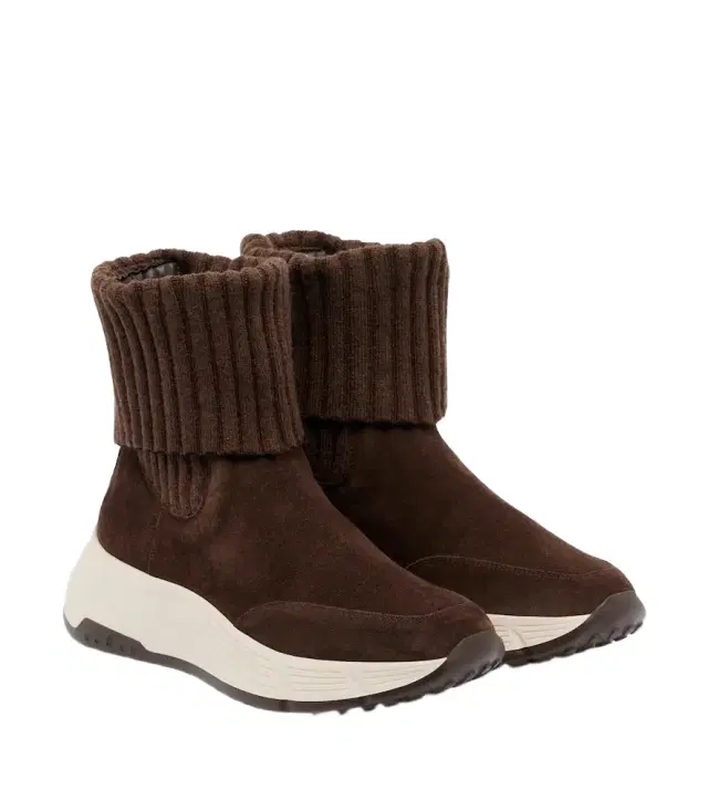 Hogan H669 knitted suede ankle boots