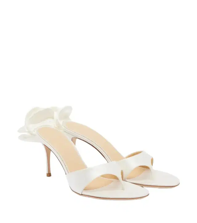 Magda Butrym Floral-appliqué satin thong sandals