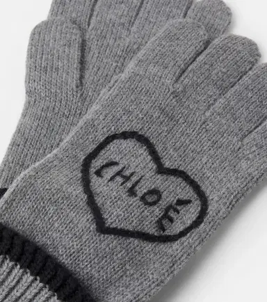 CHLOÉ KIDS Chloé Kids Logo embroidered cotton and wool gloves | Thumbnail 2