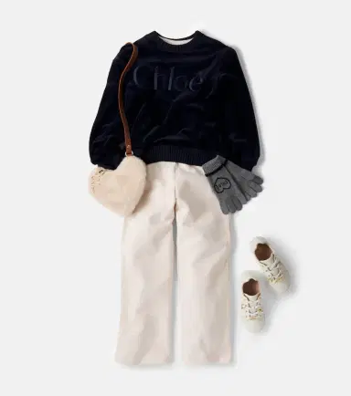 CHLOÉ KIDS Chloé Kids Logo embroidered cotton and wool gloves | Thumbnail 3