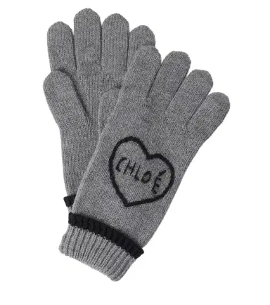 CHLOÉ KIDS Chloé Kids Logo embroidered cotton and wool gloves | Thumbnail 1