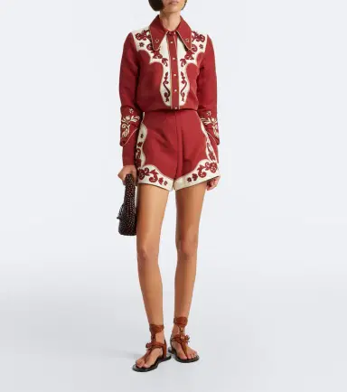 Alemais Alémais Duke embroidered wool-blend shorts | Thumbnail 5