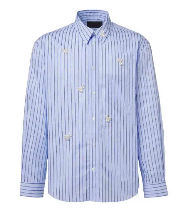 Embellished striped cotton poplin shirt