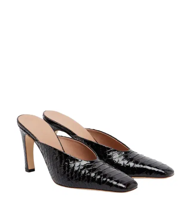 Malone Souliers Rowe croc-effect patent leather mules