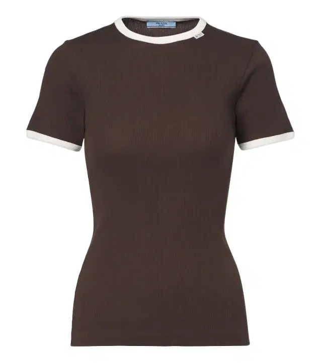 Prada Ribbed-knit cotton T-shirt