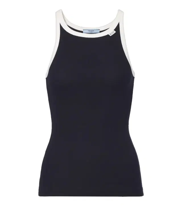 Prada Ribbed-knit cotton tank top