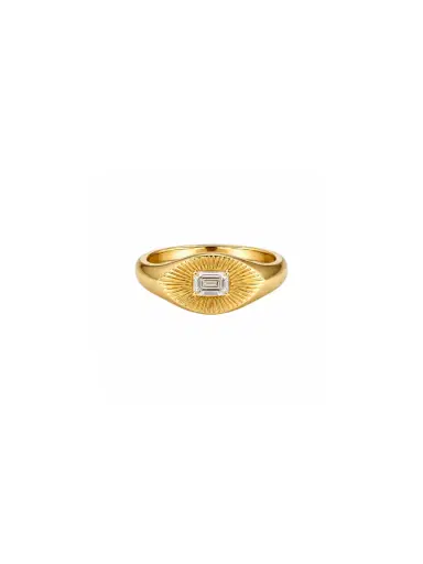 Wish Fine Jewelry 0.31ct Diamond 18K Gold Fluted Signet Ring | Thumbnail 1 Wish Fine Jewelry 0.31ct Diamond 18K Gold Fluted Signet Ring | Thumbnail 1