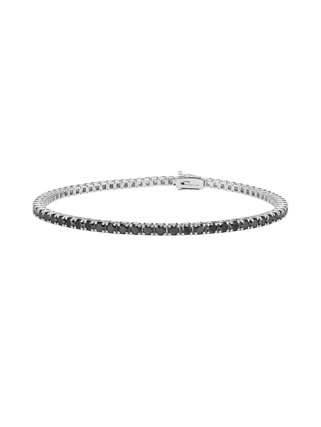 Wish Fine Jewelry 2.28ct Black Diamond 18K Gold Tennis Bracelet