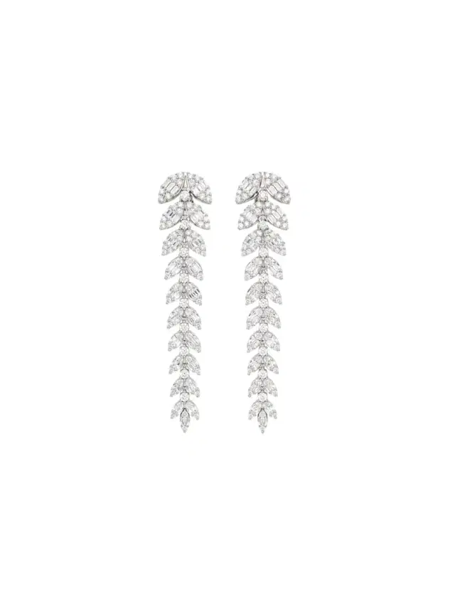 Wish Fine Jewelry 2.52ct Diamond 18K Gold Leaf Cascade Earrings