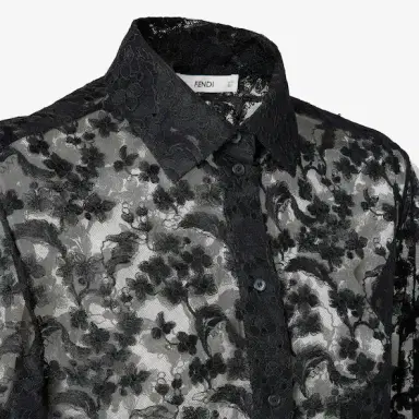 Fendi Regular-fit shirt in black faded-effect Peonia lace | Thumbnail 3 Fendi Regular-fit shirt in black faded-effect Peonia lace | Thumbnail 3
