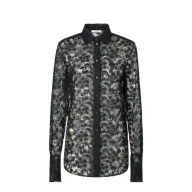 Fendi Regular-fit shirt in black faded-effect Peonia lace | Thumbnail 1 Fendi Regular-fit shirt in black faded-effect Peonia lace | Thumbnail 1