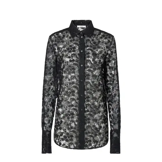 Fendi Regular-fit shirt in black faded-effect Peonia lace