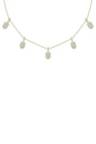 U LOS ANGELES Diamond Baguette Five Stacked U Necklace - Yellow Gold | Thumbnail 1 U LOS ANGELES Diamond Baguette Five Stacked U Necklace - Yellow Gold | Thumbnail 1