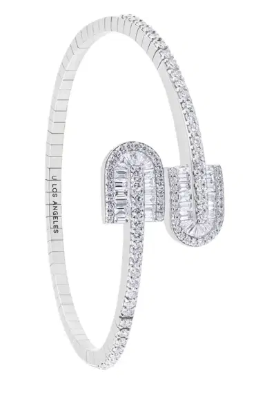 U LOS ANGELES Diamond Baguette U Duo Maxi Bangle Bracelet - White Gold | Thumbnail 1
