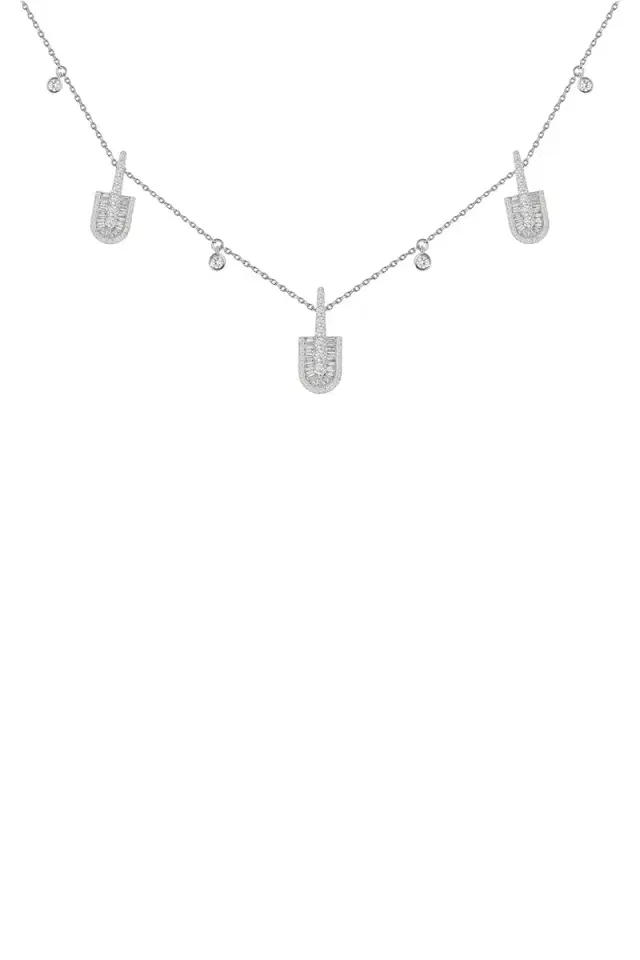 U LOS ANGELES Diamond Baguette U Trio Charm Necklace