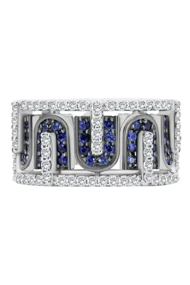 U LOS ANGELES Diamond Blue Sapphire U Band Ring | Thumbnail 4